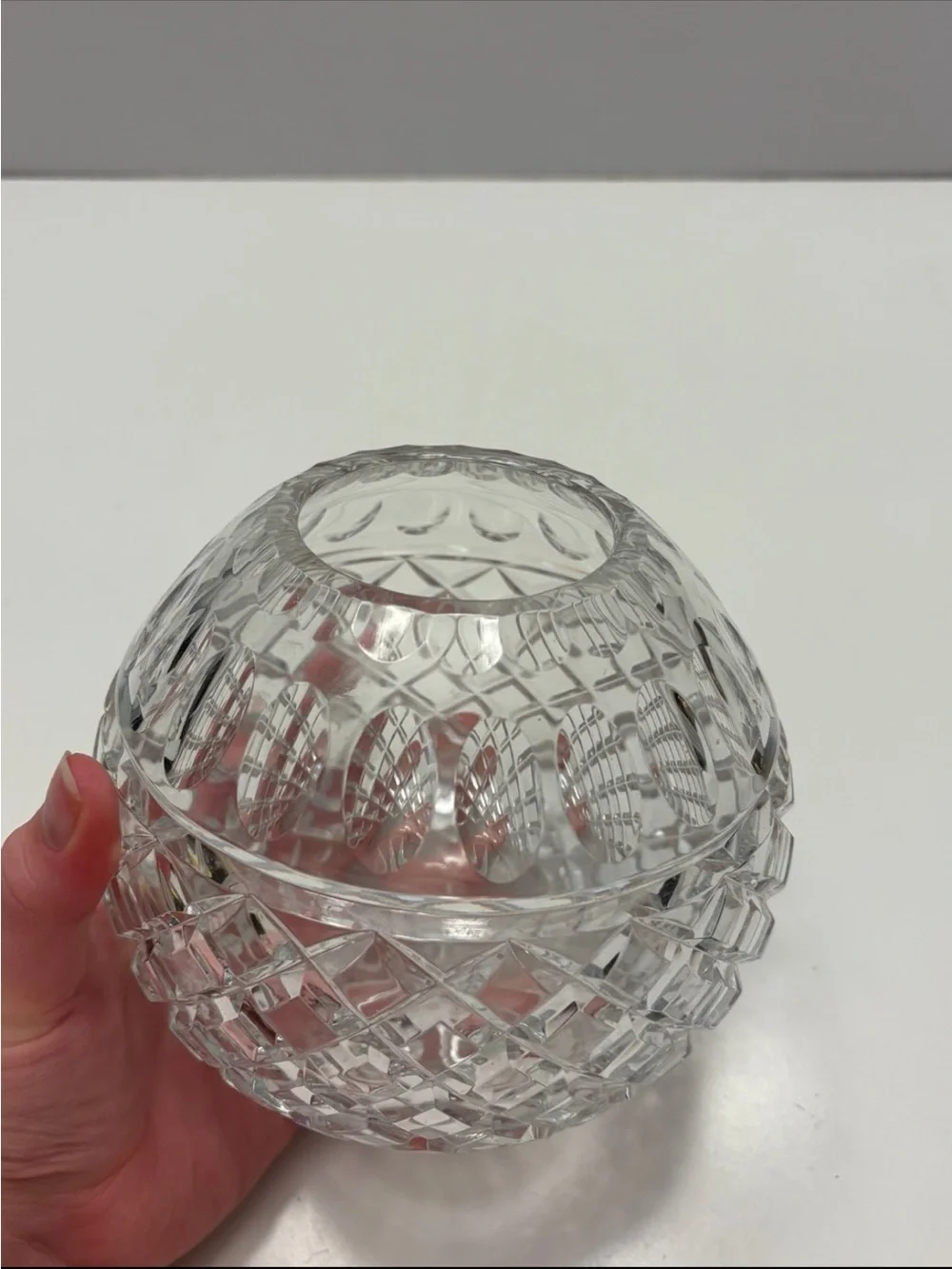 vintage cut-crystal globe rose bowl/ vase